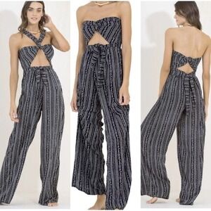 MAAJI Victorian Carissa Convertible Swim Cover Up Jumpsuit Size S Black White‎